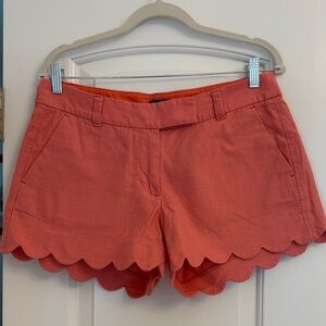 J. Crew High Waist Coral Scalloped Shorts